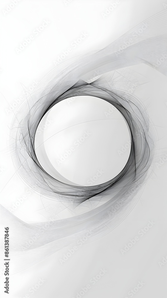Poster simple circular frame line design with minimalist borders on white background
