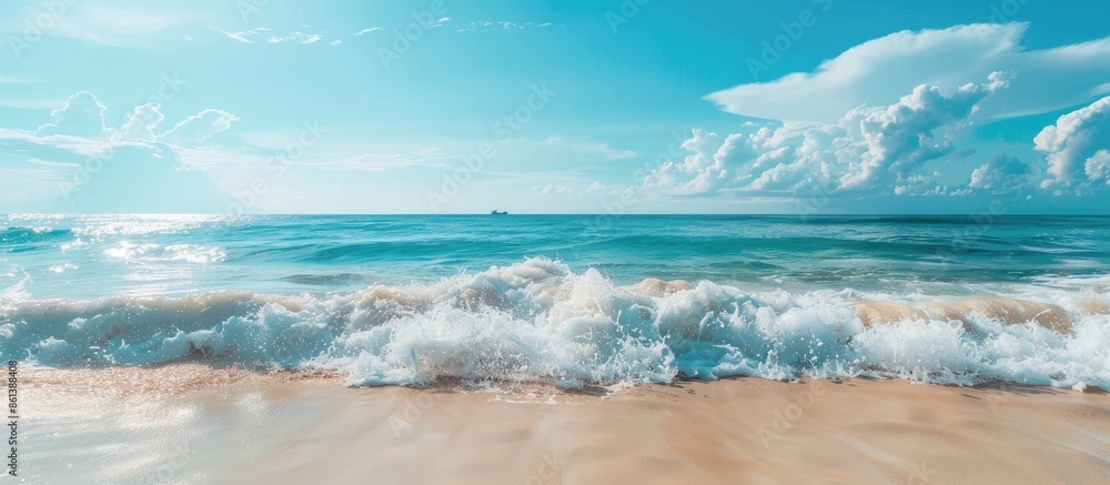 Poster Coastal view showcasing a serene seascape with ample copy space image.
