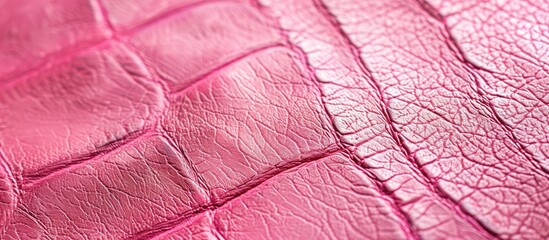 Pink leather texture background suitable for various uses with a focus on eco-friendly leatherette, ideal for sports gear, clothing, furniture, and interior design with copy space image.