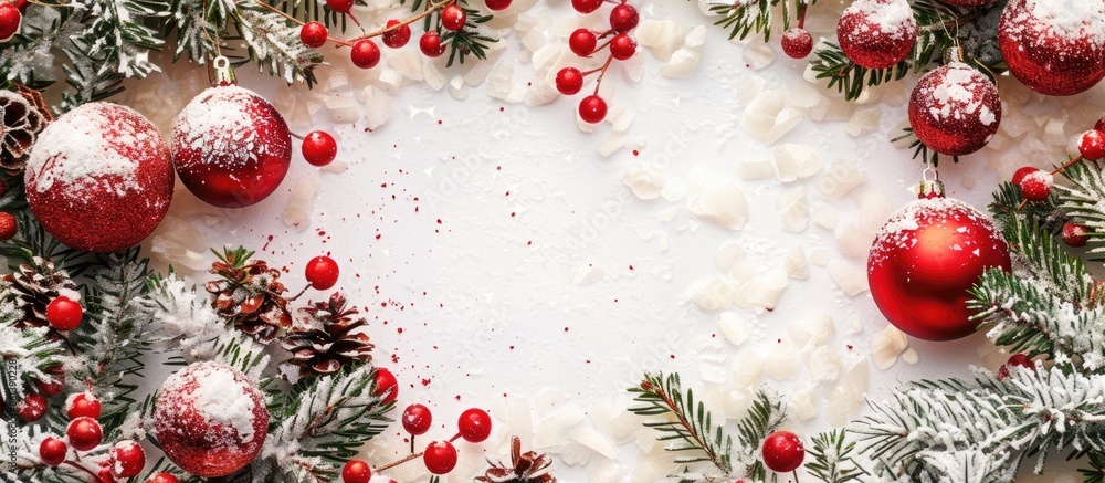Poster Festive Christmas decor with a blank area for text in the image. copy space available