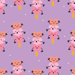 Seamless pattern with cute ice cream cartoons, for fabric prints, textiles, gift wrapping paper. children's colorful vector, flat style