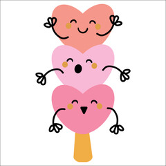 Illustration with handwritten cute pink love ice cream. cute ice cream wallpapers, backgrounds and cards.
