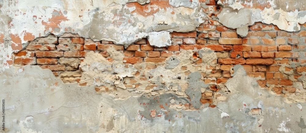 Aufkleber brick wall texture with plastering is suitable as a background or wallpaper and offers copy space fo