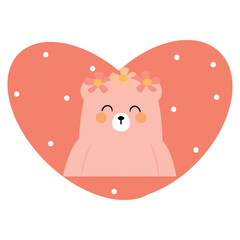 Illustration with handwritten cute love bear. cute animal wallpapers, backgrounds and cards