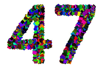 Colorful number 47 for math concept