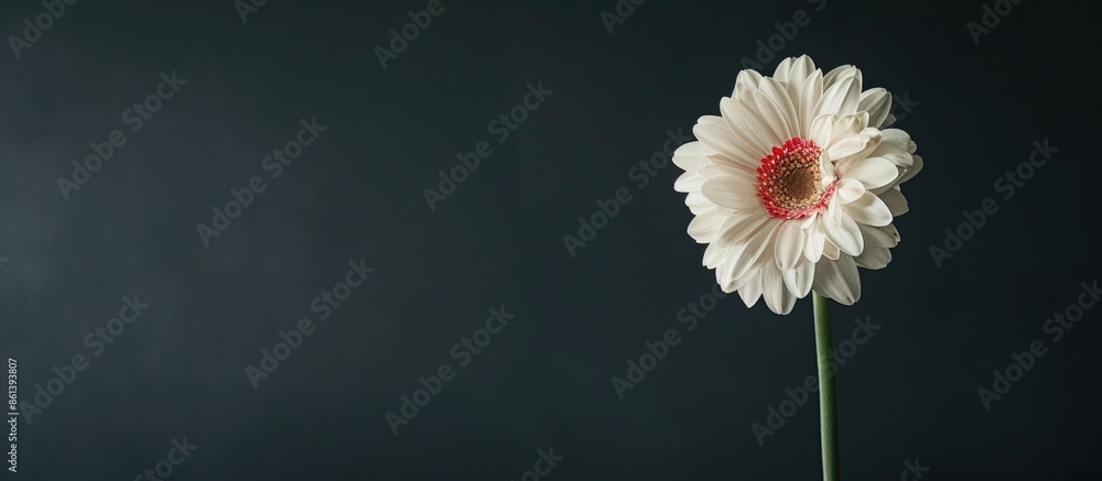 Poster a flower displayed alone on a black backdrop with copy space image available.