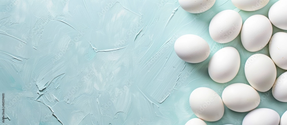 Aufkleber copy space image with white eggs against a paper background.