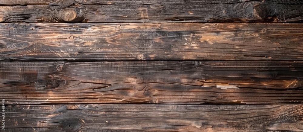 Poster Texture of reclaimed dark wood for background with copy space image.