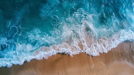 Waves with beach background top view. Holidays illustration generated by ai