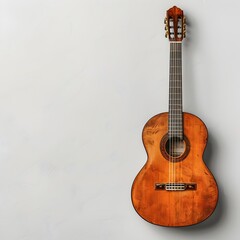 Obraz premium Elegant Classic Guitar with Intricate Craftsmanship Against White Background