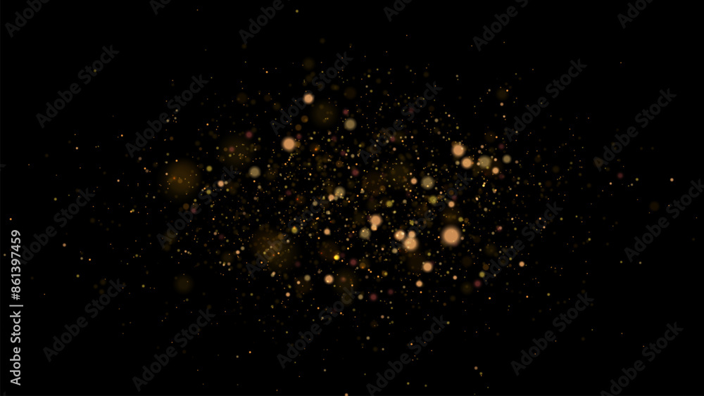 Wall mural golden dust light png. christmas glowing bokeh confetti and sparkle overlay texture for your design.