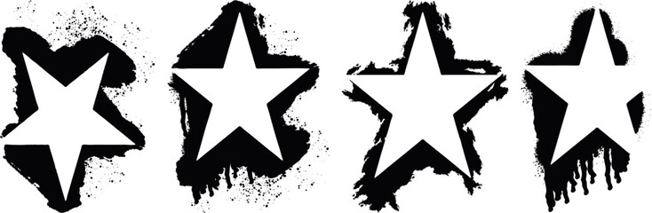 Fototapeta premium Grunge Star Shape With Dripping Paint Effect, Rough Star Textures 