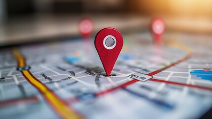 Local Search and SEO Concept: Red Pin on City Map Representing Business Location