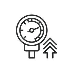 Hypertension, in line design. High blood pressure, blood pressure, hypertension management, cardiovascular on white background vector. Hypertension editable stroke icon.
