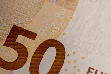 a close-up of fifty euros of the new European Union