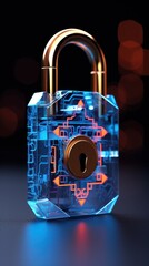 lock on a black background