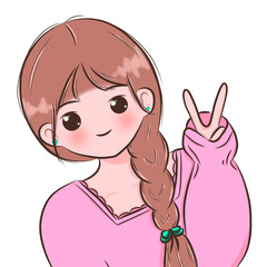 Photo of a beautiful young girl with braided hair wearing a long-sleeved shirt posing for a photo