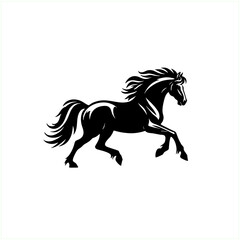 drawing vector silhouette of horse running