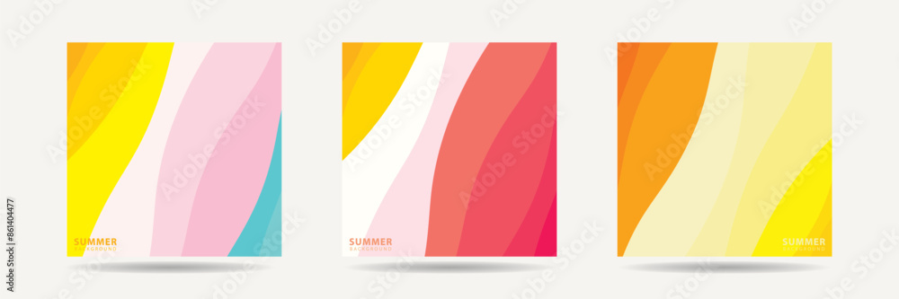 Poster abstract background design with summer color theme, with wavy patterns,abstract summer wave backgrou