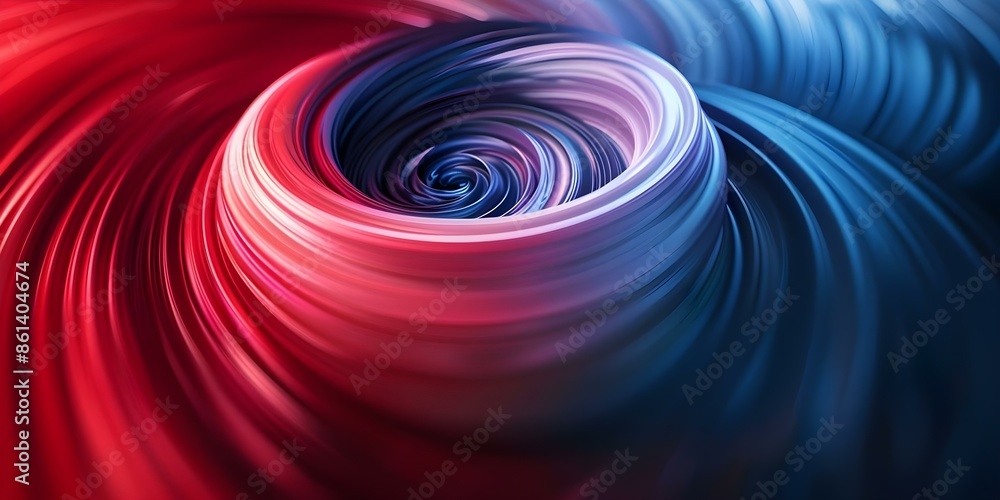 Poster dynamic red and blue spiral in constant rotation creates captivating abstract background. concept ab
