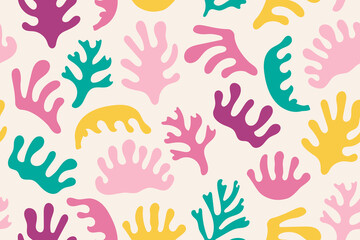 Colorful leaves seamless pattern, background design for springtime.