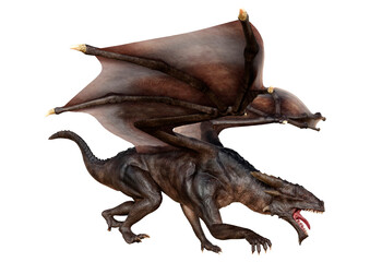 3D Rendering Fairy Tale Dragon on White