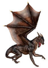 3D Rendering Fairy Tale Dragon on White