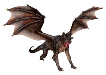 3D Rendering Fairy Tale Dragon on White