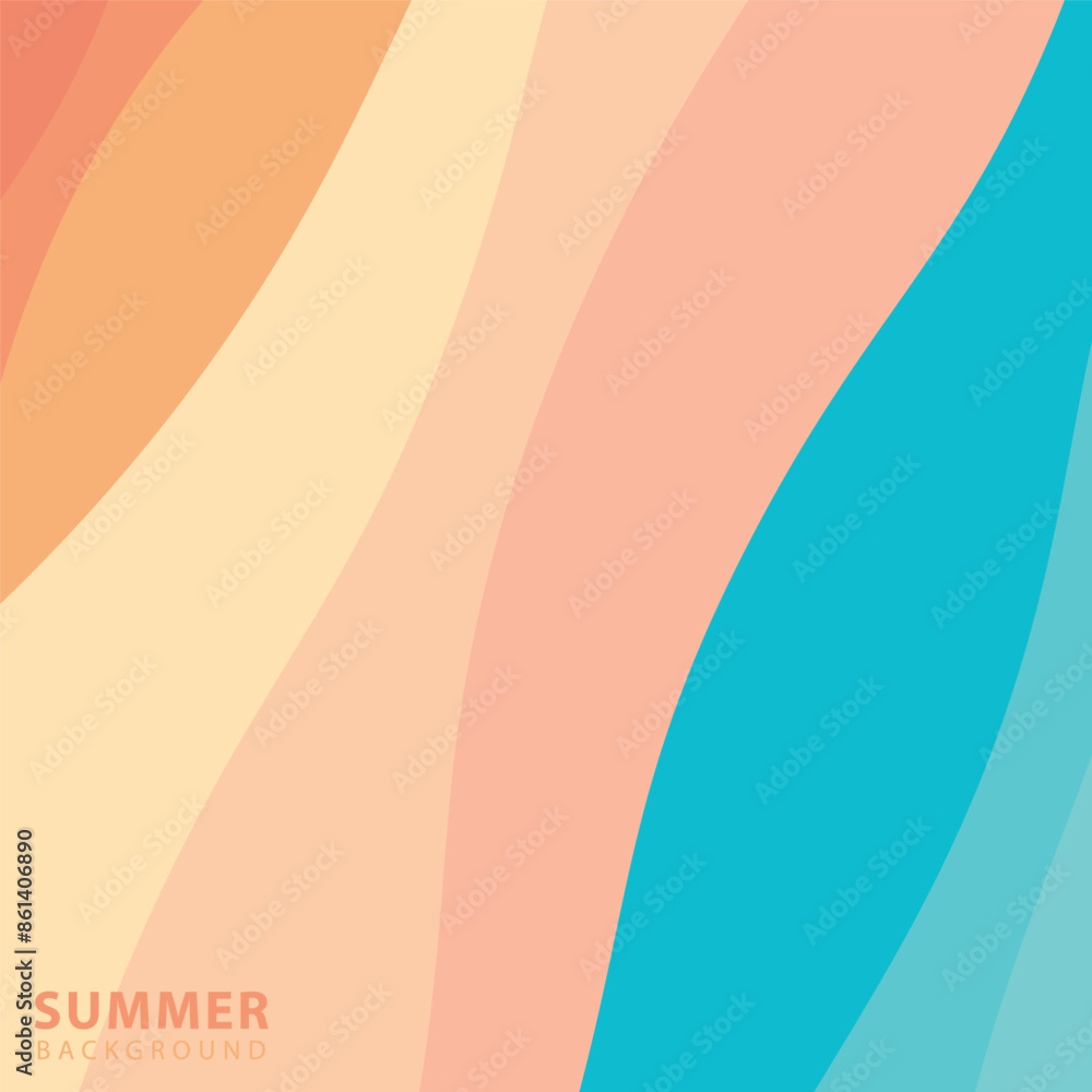 Poster abstract background design with summer color theme, with wavy patterns,abstract summer wave backgrou