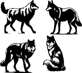 black cartoon silhouette wolf .