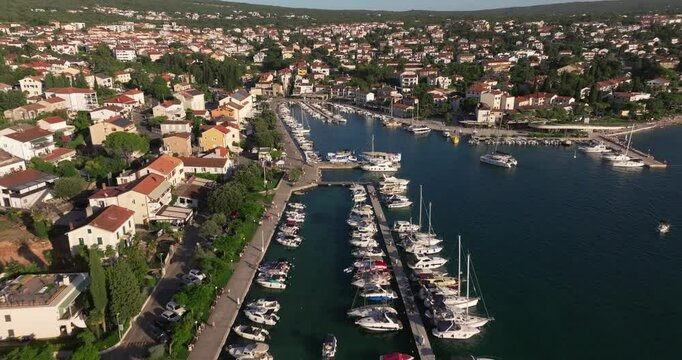 Aerial view of Malinska town on Krk Island, Croatia