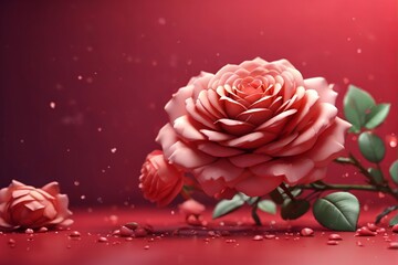 bouquet of red roses on red background