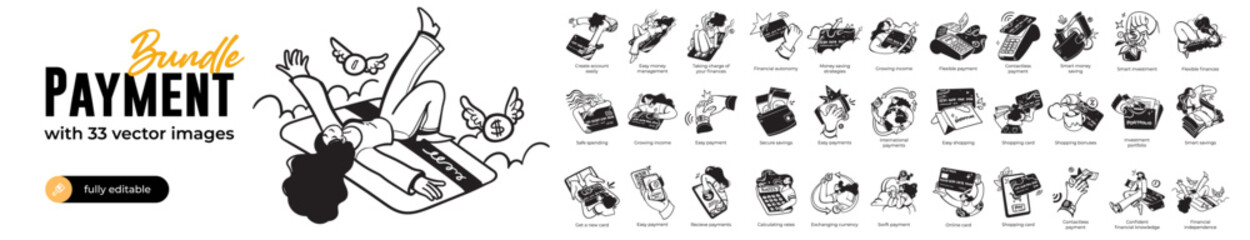 Financial literacy. Personal finance management, investing, managing expense - set of business concept illustrations. Vector set.