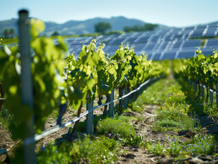Solar powered irrigation system in vineyard Efficient solar irrigation for sustainable viticulture High performing, eco friendly technology for vineyards in renewable energy based agriculture