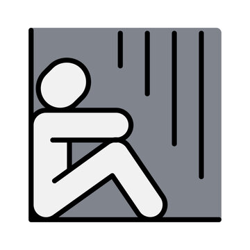 sad person sitting in gray box clip art preview
