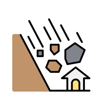falling rocks house danger icon clip art preview