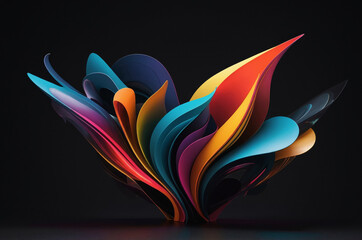 Vibrant abstract sculpture created layering swirling and twisting colorful paper