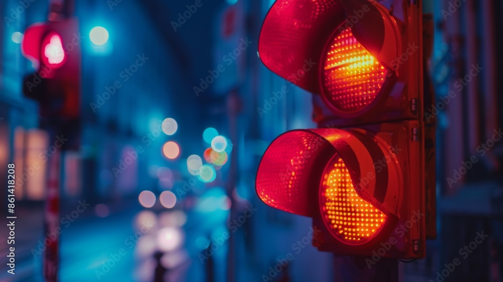 Poster Close-up of a traffic light timer counting down the seconds before signal change
