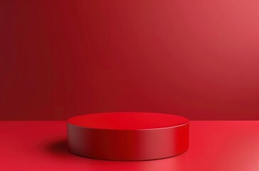Red podium background with empty space for product presentation mock up template design