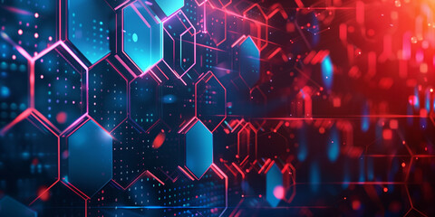 Obraz premium Digital technology background. Abstract hexagons background