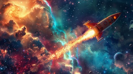 Obraz premium friendly educational space illustration , space exploration illustration for kids