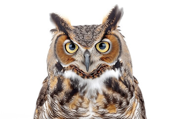 Fototapeta premium Great Horned Owl isolate on white background