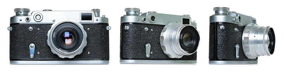 Set of Retro Photo Camera isolated on transparent background, retro things concept