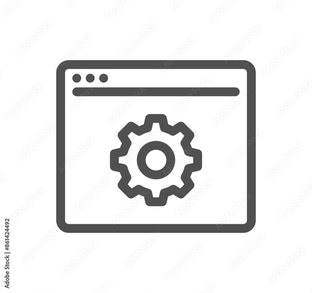 Poster search engine optimization related icon outline and linear vector.