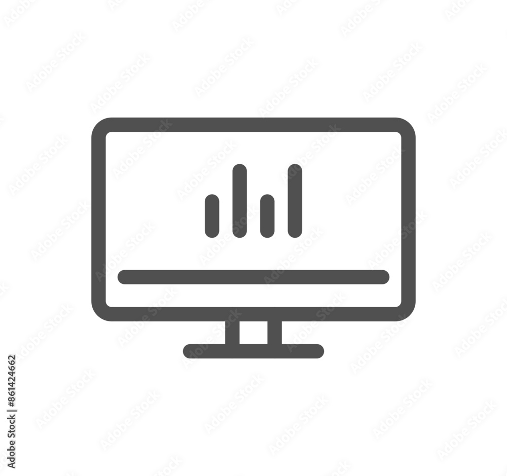 Poster search engine optimization related icon outline and linear vector.
