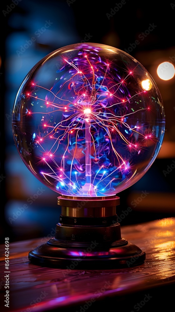 Aufkleber mesmerizing plasma globe with vibrant electric currents and branching paths of light