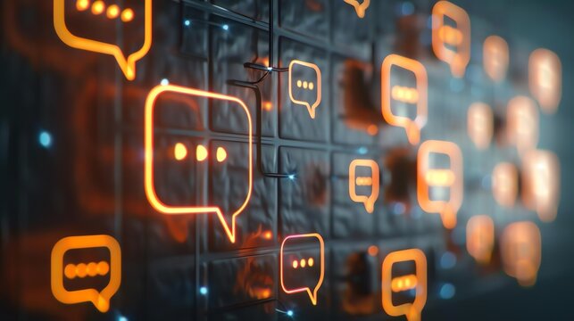 Customer Feedback Sessions A softly lit feedback session with glowing comments