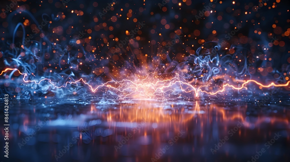 Poster captivating electric spark jumping between points in vivid detail