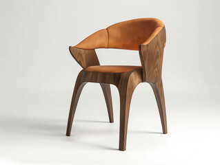 Modern designer chair. Textile, leather, wooden chair