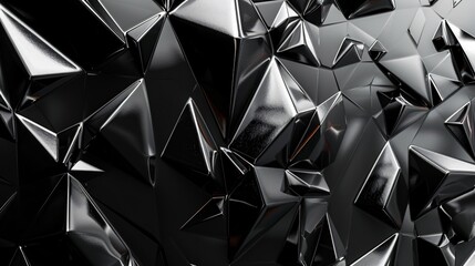 Black silver abstract triangles background close-up